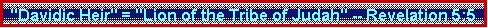 Text Box: "Davidic Heir" = "Lion of the Tribe of Judah" -- Revelation 5:5